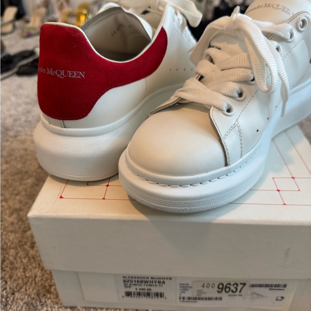 Alexander McQueen White Sneakers with Red Detail